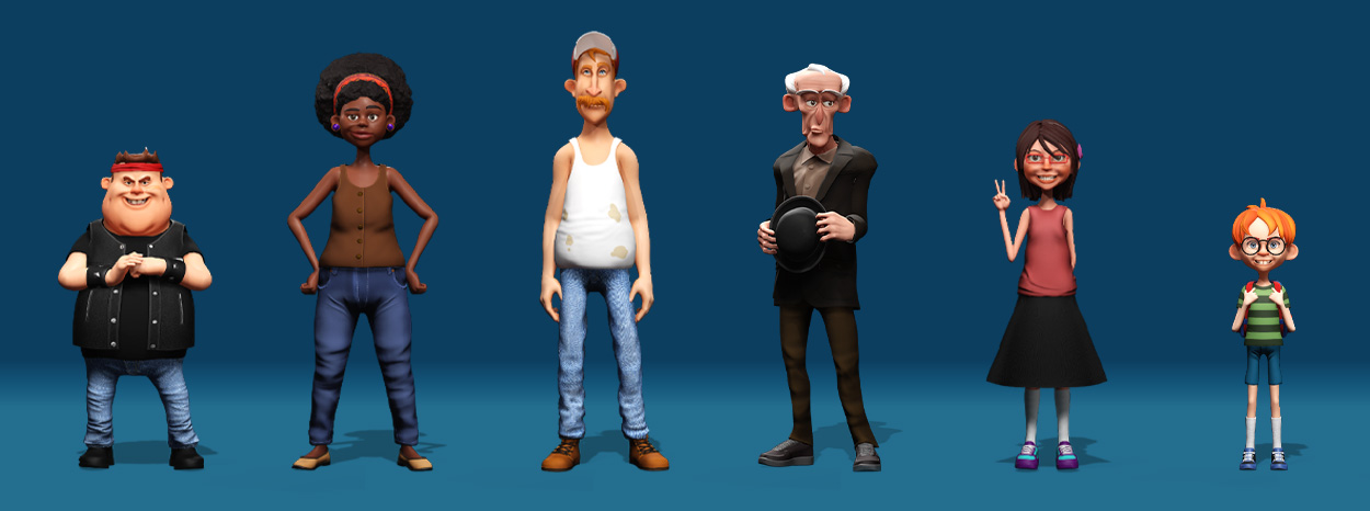 cartoon character-body shapes in clothes