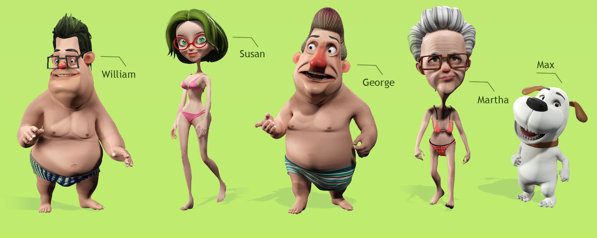 cartoon character-body shapes in underwears