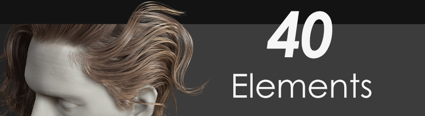 3D hair - male & female hair elements