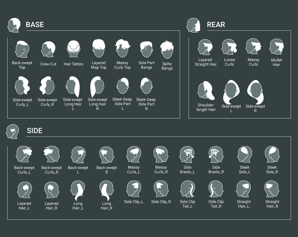 3d hair - hair elements