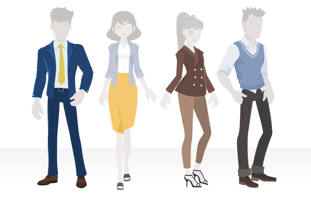 2d clothes animation - office outfits