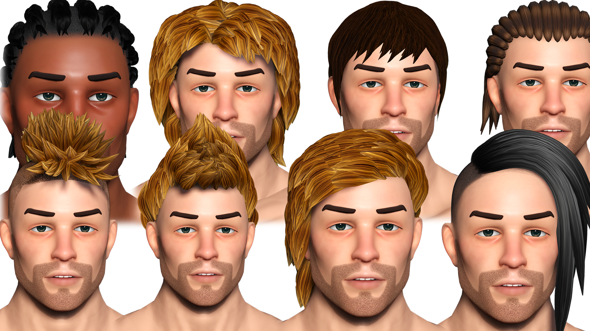 Male Toon Hair 8 Pack