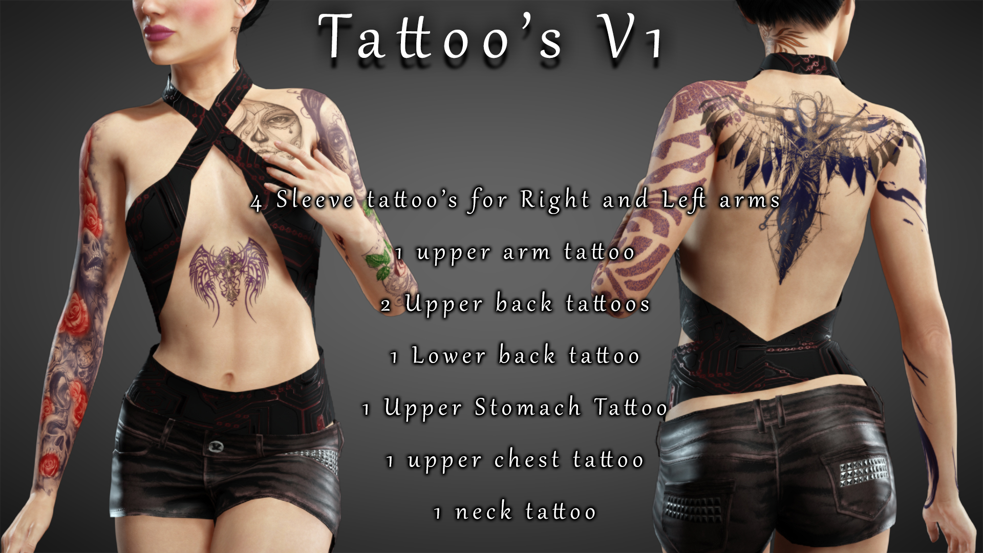 Tattoo's V1-SkinGen-11 pack