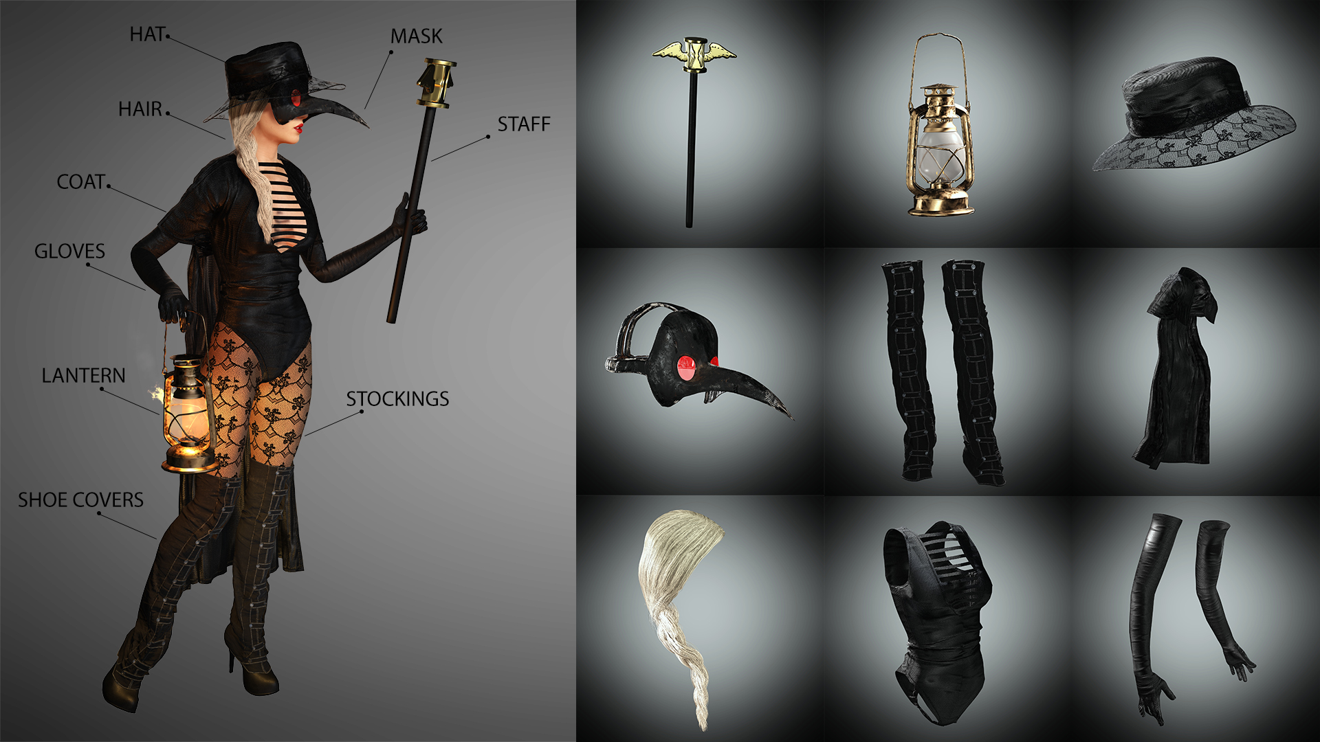 Sexy Plague Doctor Costume - Character Creator/Outfit - Reallusion Content  Store