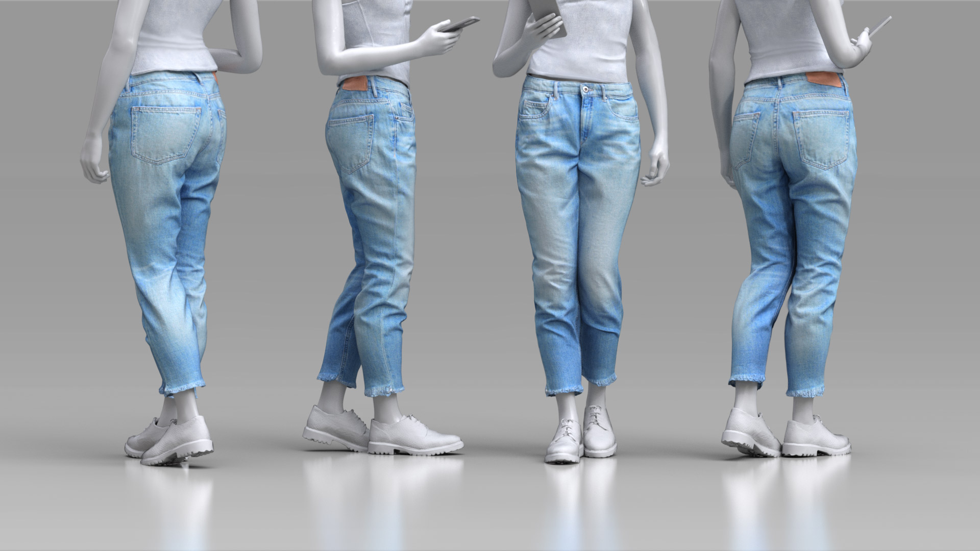 Jeans Trousers Medium Length Pants - Character Creator/Outfit ...