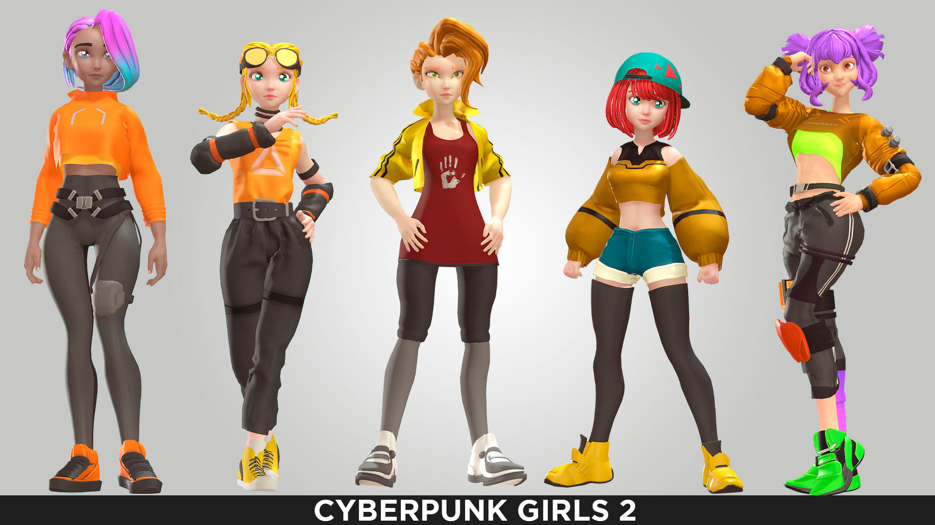 3D girl outfit cyberpunk futuristic woman clothes 3D model