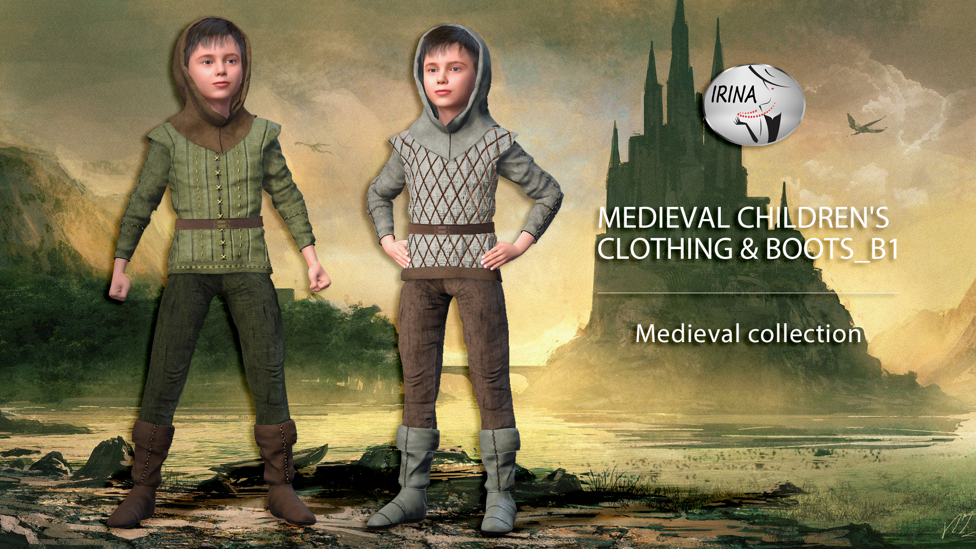 Medieval children's clothing and boots _ B1